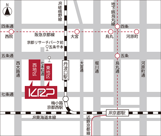 最寄りの丹波口駅は京都駅から2駅。